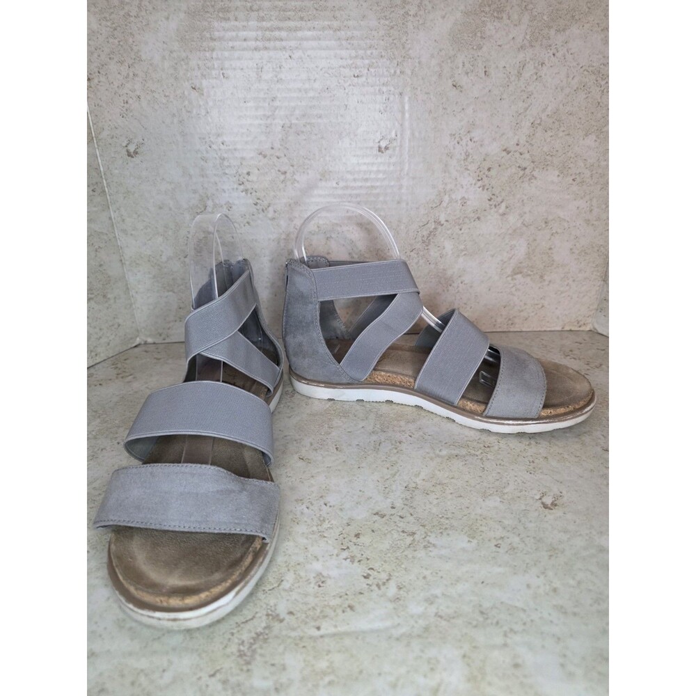 Strappy Boho Vacation Sandals Women Sz 6.5M Heel Zipper Vintage 7 Eight Shoes